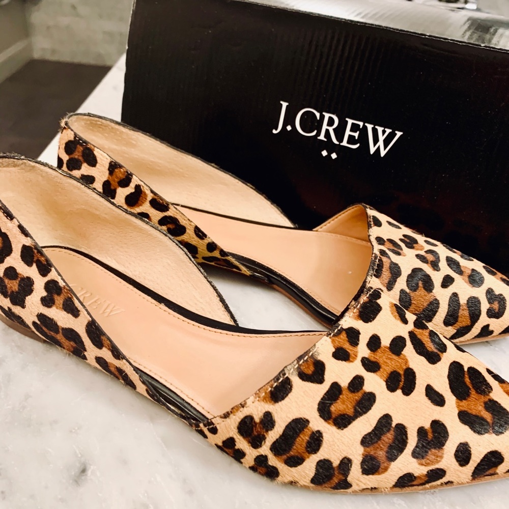 J Crew Zoe Calf Hair D’Orsay Flats- size 7
